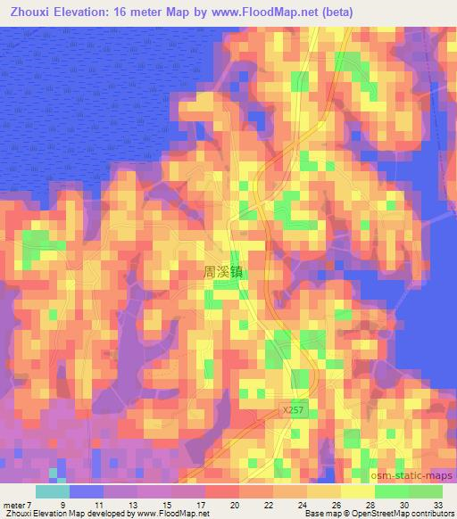 Zhouxi,China Elevation Map