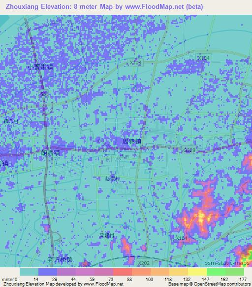 Zhouxiang,China Elevation Map