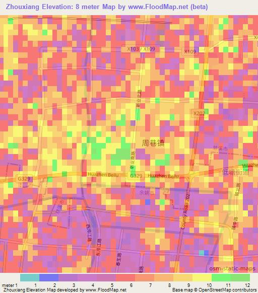 Zhouxiang,China Elevation Map