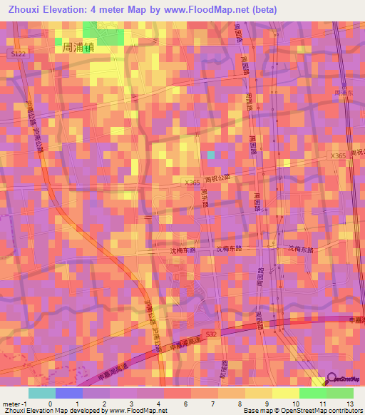 Zhouxi,China Elevation Map