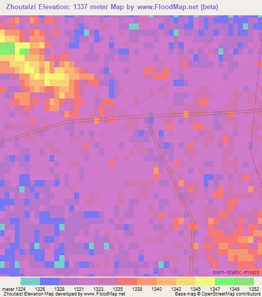 Zhoutaizi,China Elevation Map