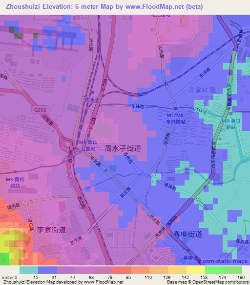 Zhoushuizi,China Elevation Map