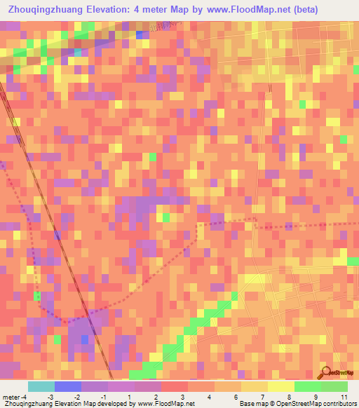 Zhouqingzhuang,China Elevation Map