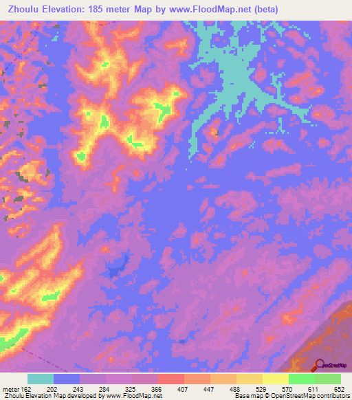Zhoulu,China Elevation Map