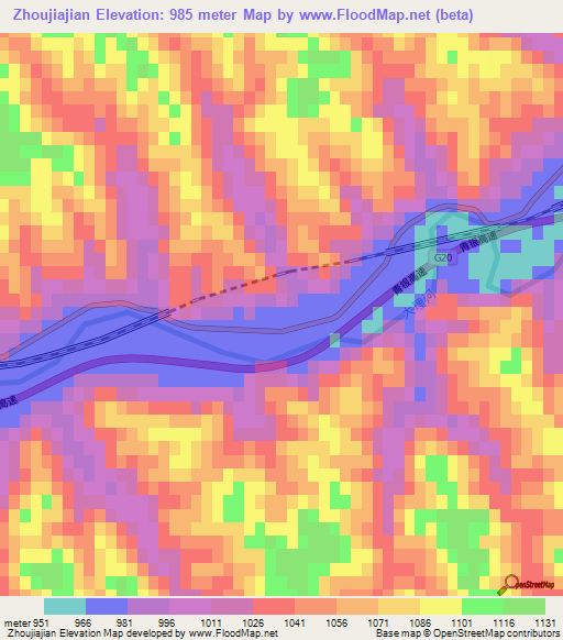 Zhoujiajian,China Elevation Map