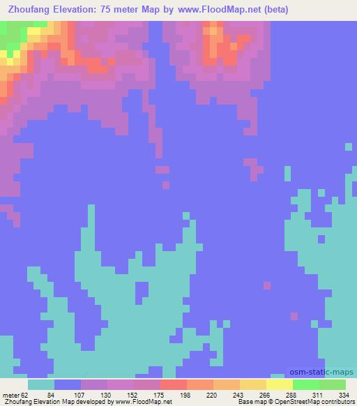 Zhoufang,China Elevation Map