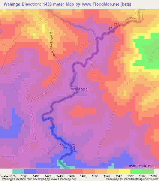 Walanga,Kenya Elevation Map