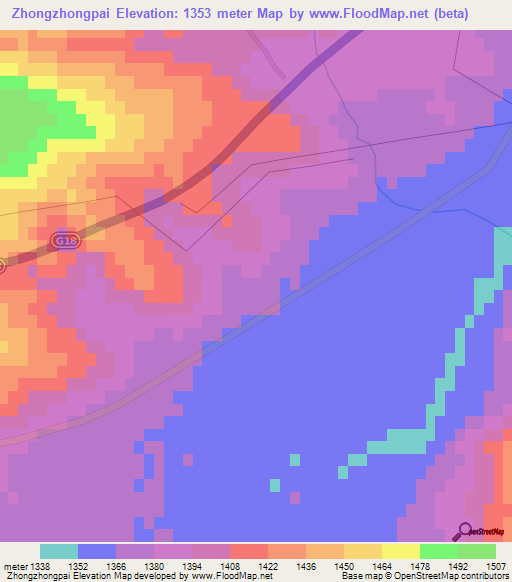 Zhongzhongpai,China Elevation Map