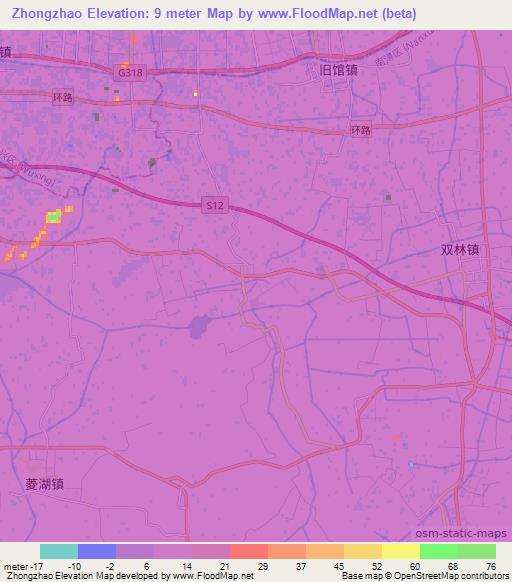 Zhongzhao,China Elevation Map