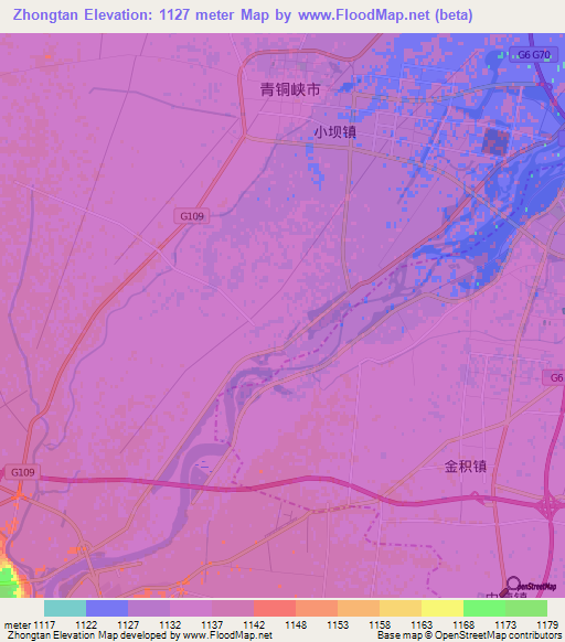 Zhongtan,China Elevation Map