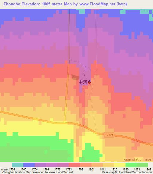 Zhonghe,China Elevation Map