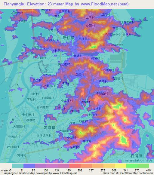 Tianyanghu,China Elevation Map