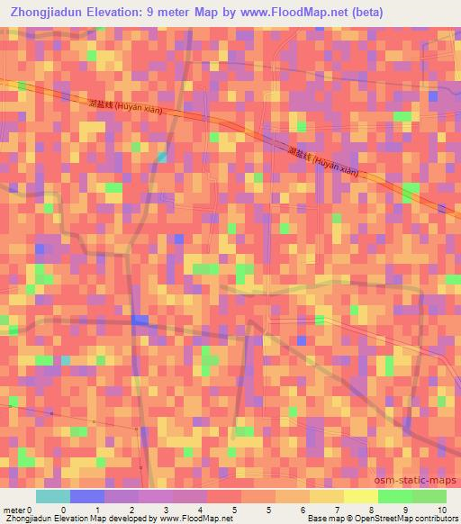 Zhongjiadun,China Elevation Map