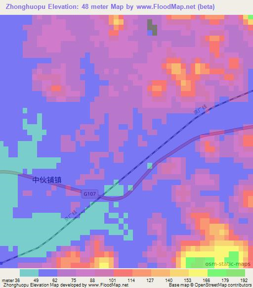 Zhonghuopu,China Elevation Map