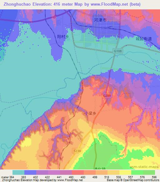 Zhonghuchao,China Elevation Map