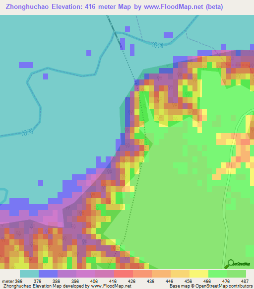 Zhonghuchao,China Elevation Map