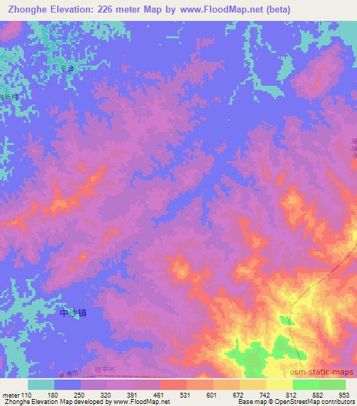 Zhonghe,China Elevation Map
