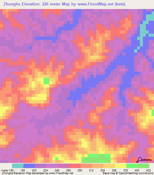 Zhonghe,China Elevation Map