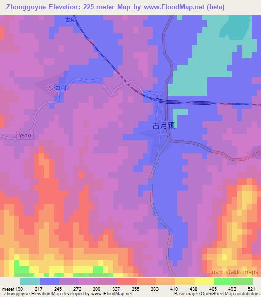 Zhongguyue,China Elevation Map