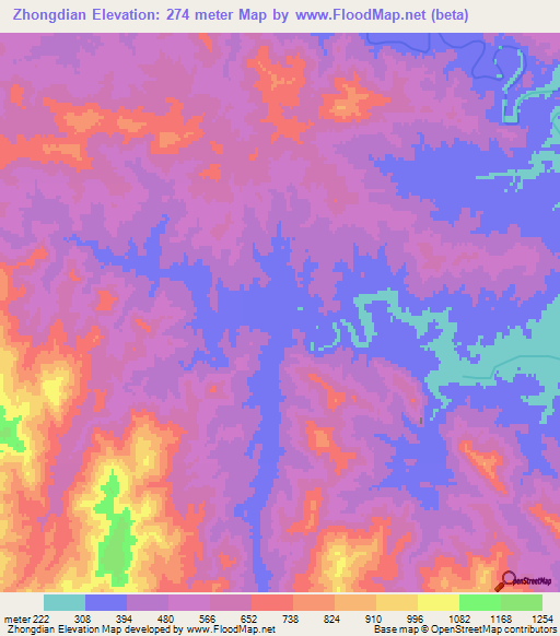 Zhongdian,China Elevation Map