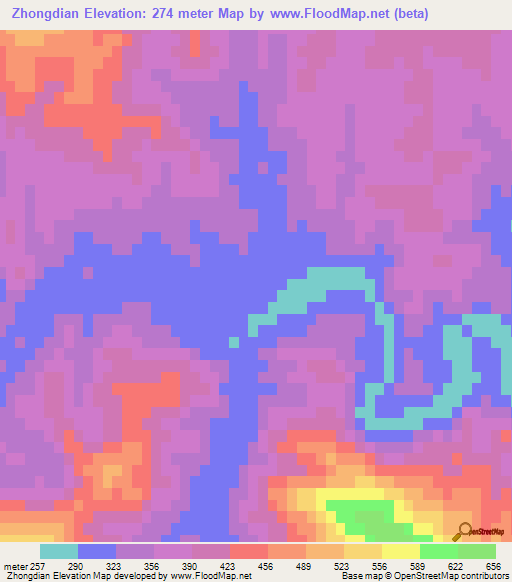 Zhongdian,China Elevation Map