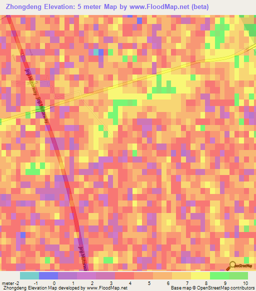 Zhongdeng,China Elevation Map
