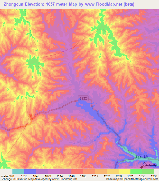 Zhongcun,China Elevation Map
