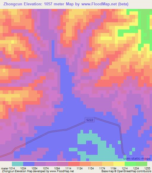 Zhongcun,China Elevation Map