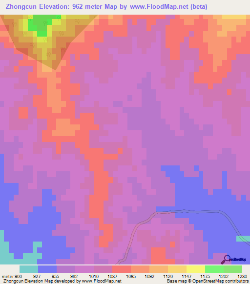 Zhongcun,China Elevation Map