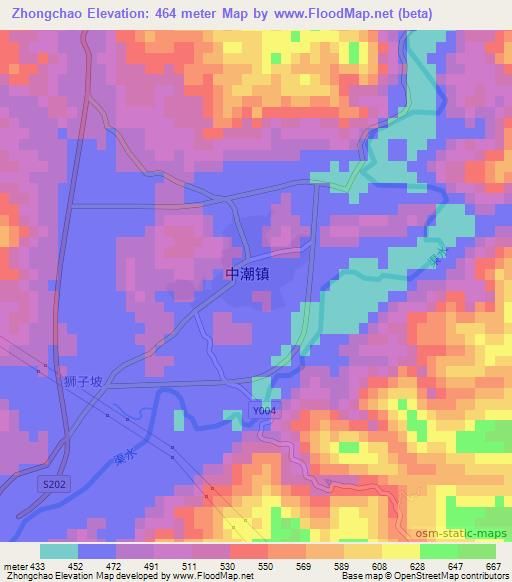 Zhongchao,China Elevation Map