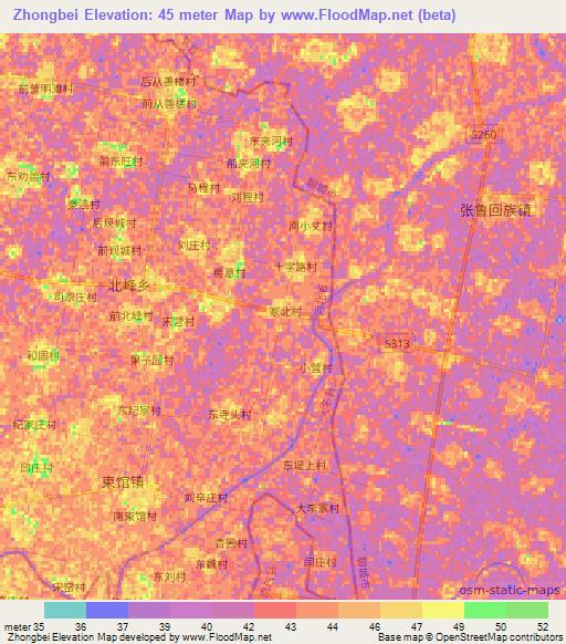 Zhongbei,China Elevation Map