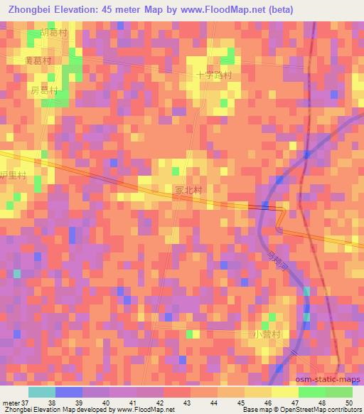Zhongbei,China Elevation Map