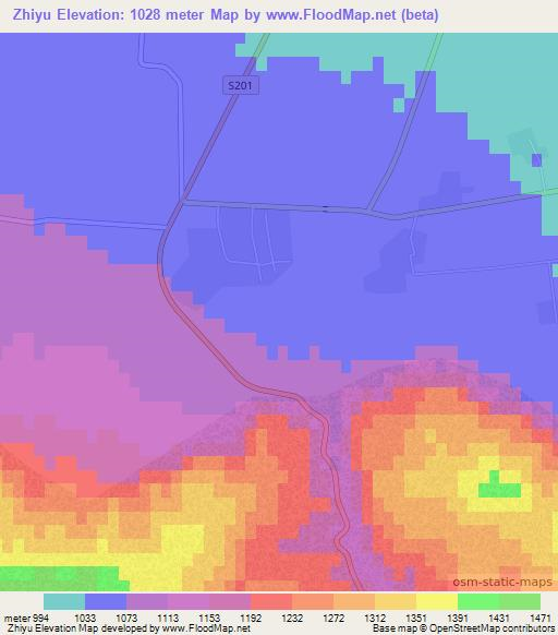 Zhiyu,China Elevation Map