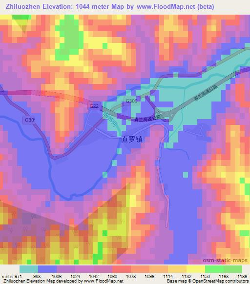 Zhiluozhen,China Elevation Map