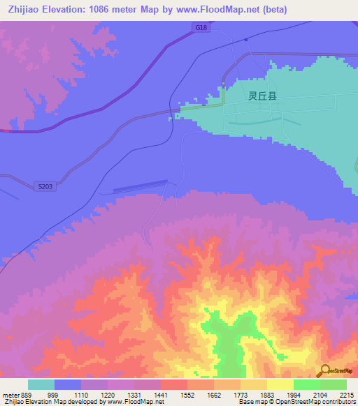 Zhijiao,China Elevation Map