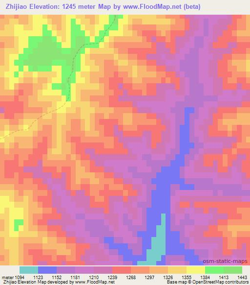 Zhijiao,China Elevation Map