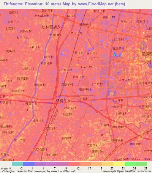 Zhifangtou,China Elevation Map