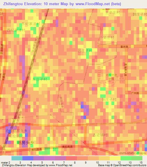 Zhifangtou,China Elevation Map