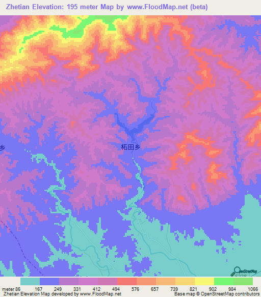 Zhetian,China Elevation Map