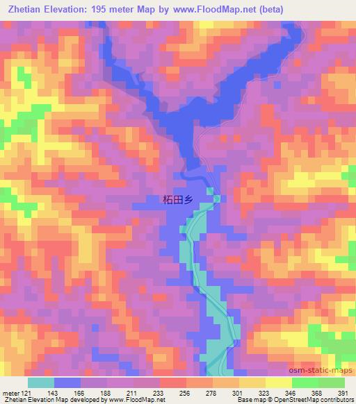 Zhetian,China Elevation Map