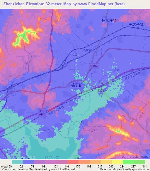 Zhenzizhen,China Elevation Map