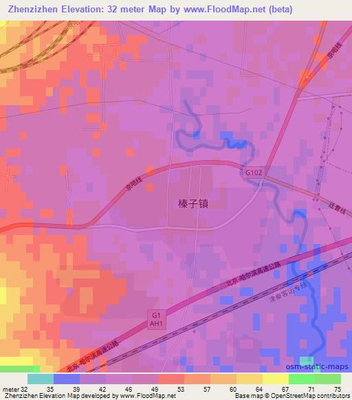 Zhenzizhen,China Elevation Map