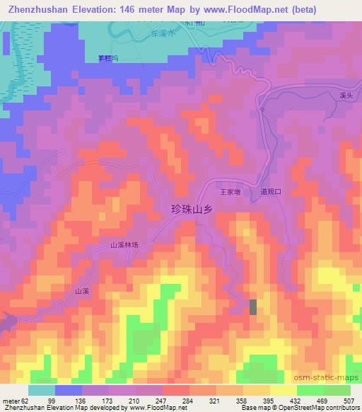 Zhenzhushan,China Elevation Map