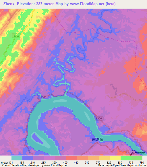 Zhenxi,China Elevation Map