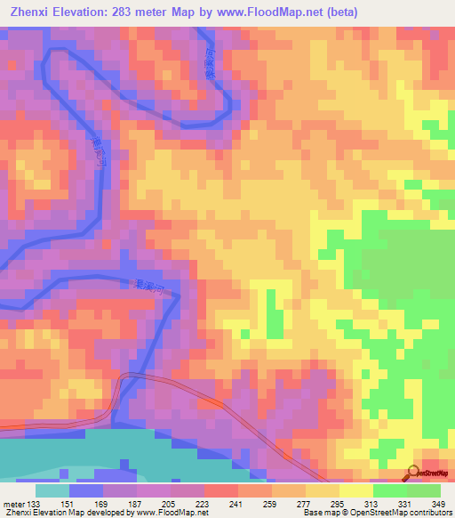 Zhenxi,China Elevation Map