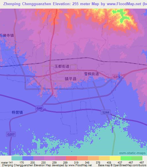 Zhenping Chengguanzhen,China Elevation Map