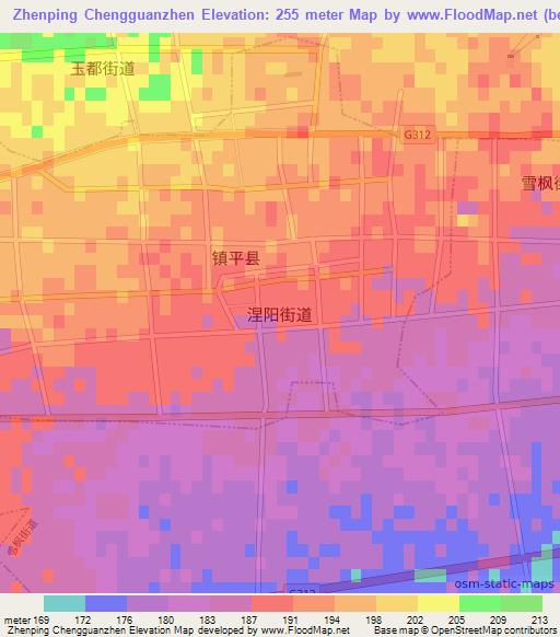 Zhenping Chengguanzhen,China Elevation Map