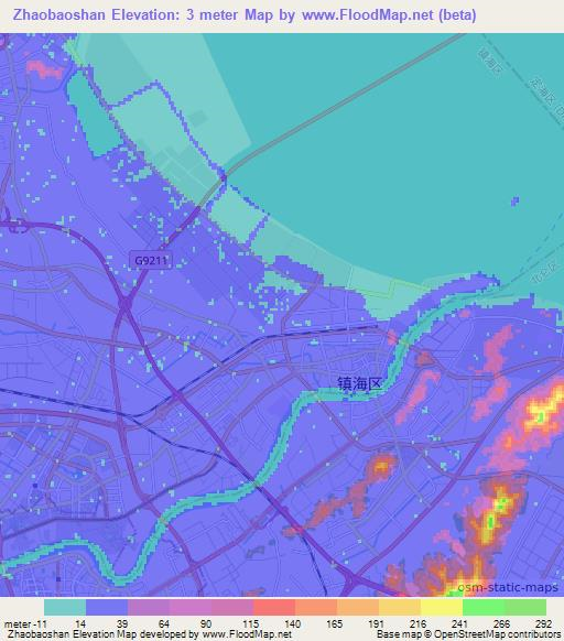 Zhaobaoshan,China Elevation Map