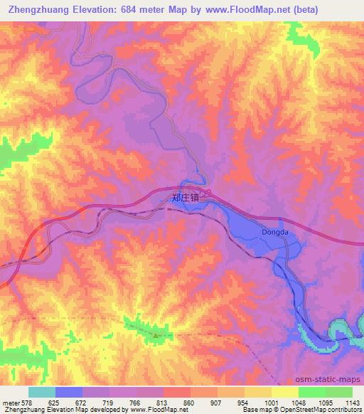 Zhengzhuang,China Elevation Map