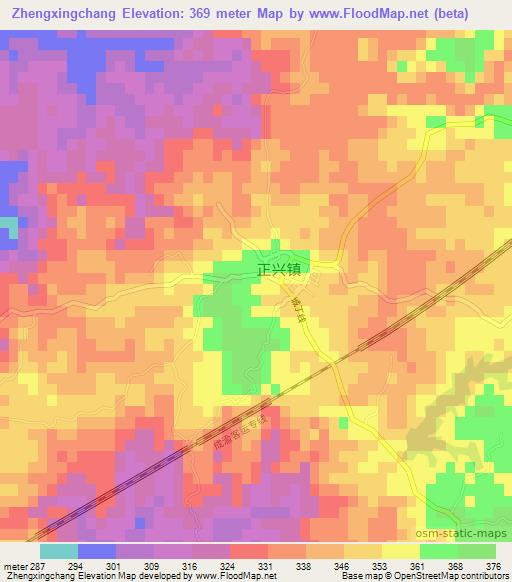 Zhengxingchang,China Elevation Map
